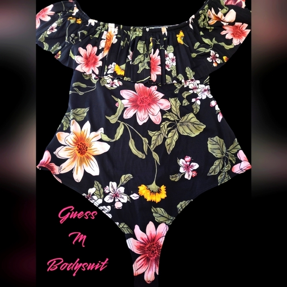 GUESS black floral bodysuit.  Size M